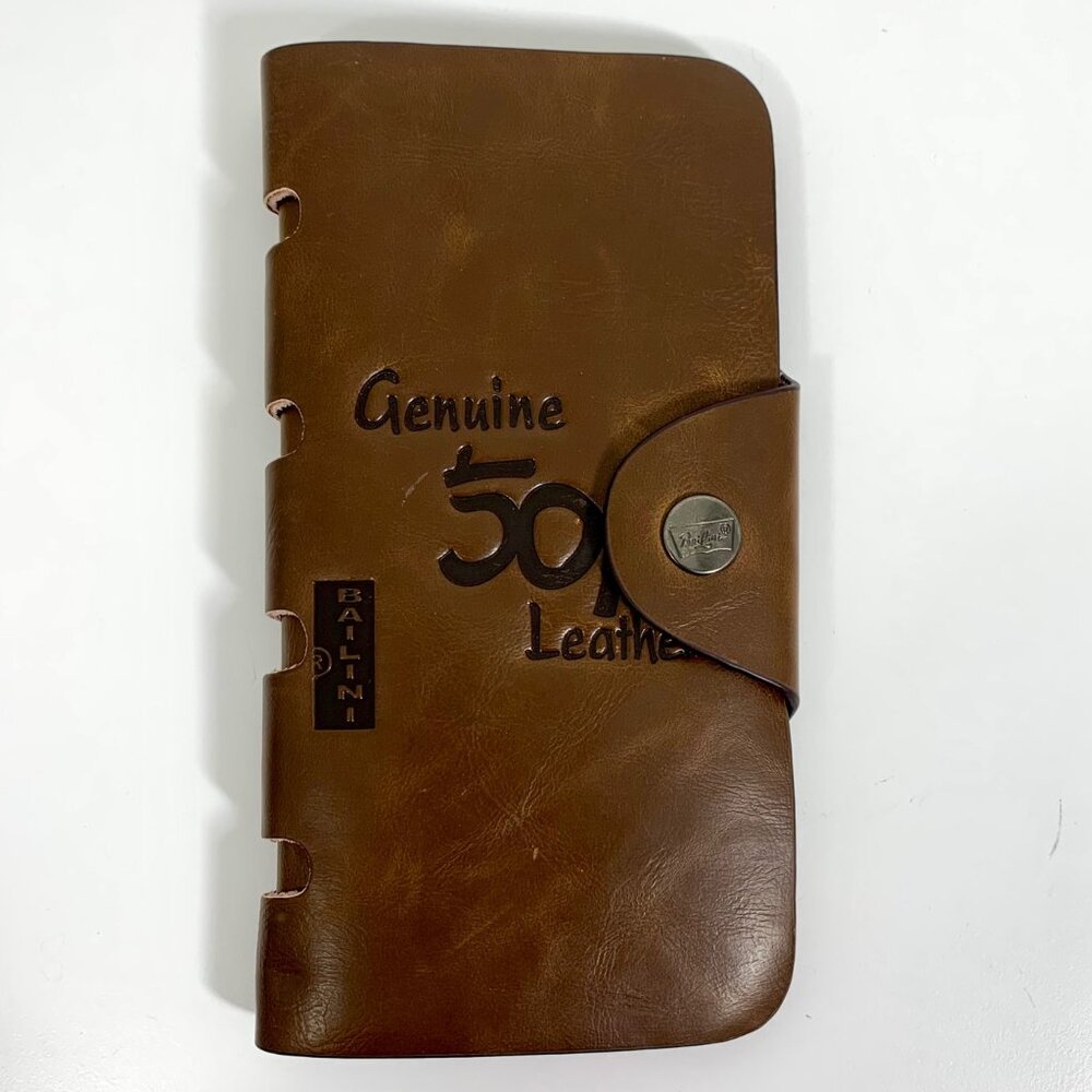 Genuine Leather 501 BaiLini Wallet Button Closure & Multiple Card Slots For Men